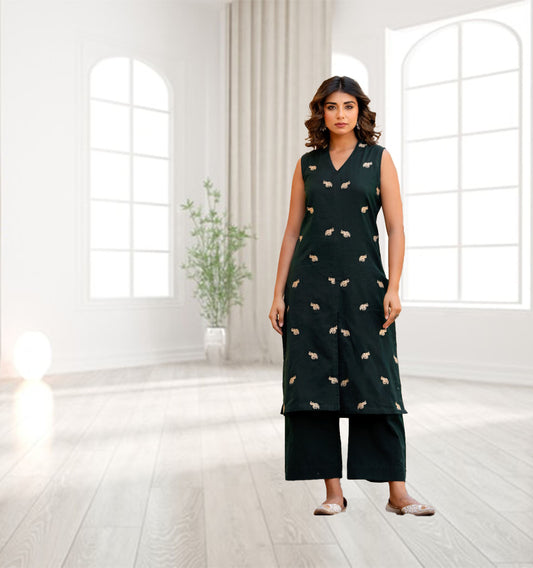 Sleeves Cotton Kurti Set