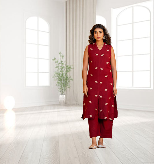 Sleeves Cotton Kurti Set