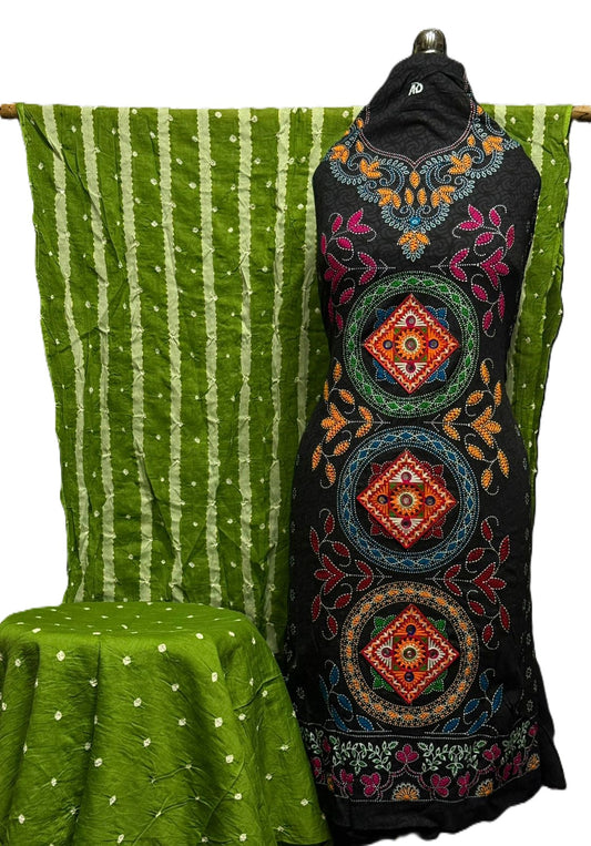 Kutchi Work Bandhej Suit Dress Material