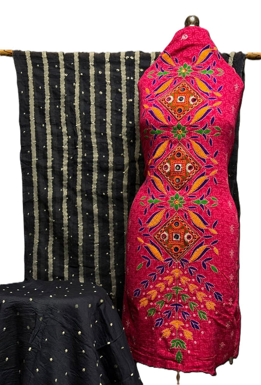 Kutchi Work Bandhej Suit Dress Material