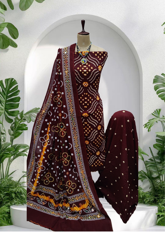 Cotton Satin Chakri Gulti Dress Material