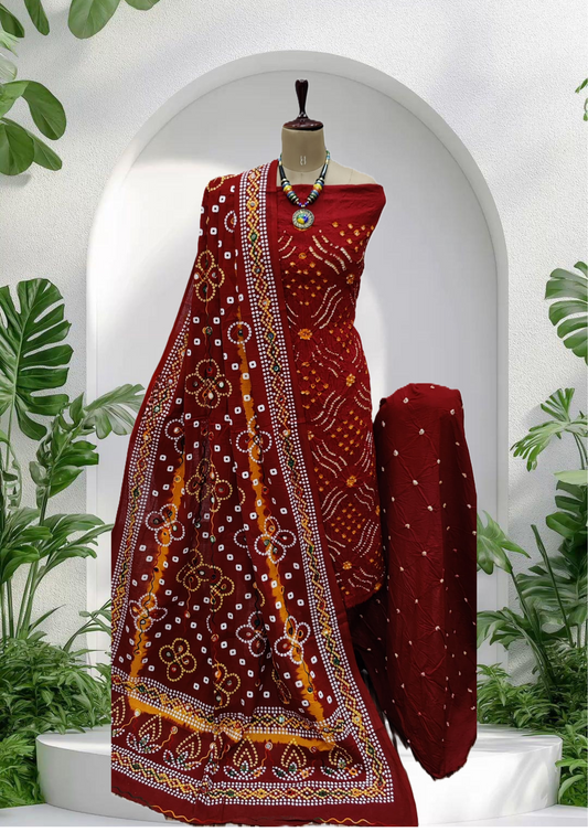 Cotton Satin Chakri Gulti Dress Material